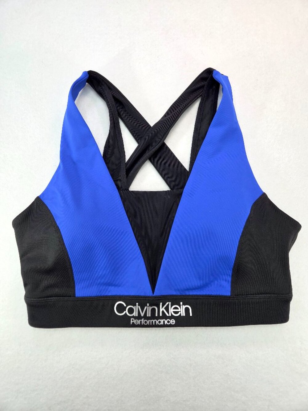 Calvin Klein Performance Women’s M Blue Black Colorblock Sports Bra Strappy Back